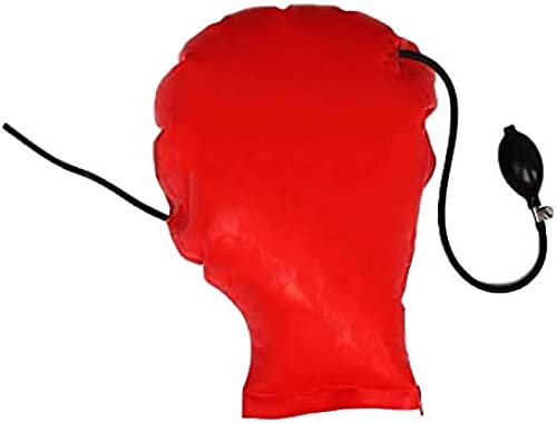 Latex Hood Mask Tube Und Aufblasbar Mit Rückenreißverschluss Dekoration Cosplay Club,Rot,Groß