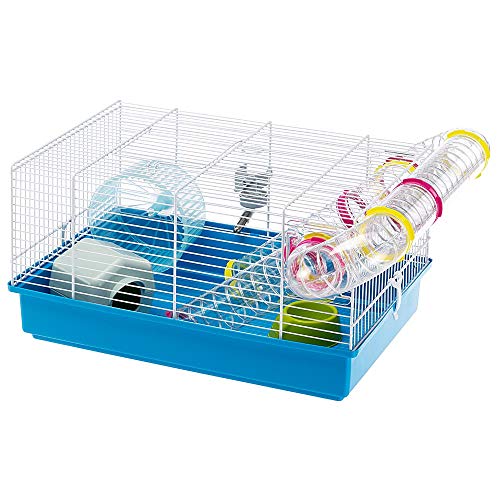 Ferplast Paula Kleiner Hamsterkäfig | lustige und interaktive Käfig-Maße (L x B x H): 47,5 x 29,6 x 24,6 cm, inklusive allem Zubehör