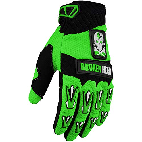 Broken Head MX-Handschuhe Faustschlag - Motorrad-Handschuhe Für Motocross, Enduro, Mountainbike - Grün - Größe XL