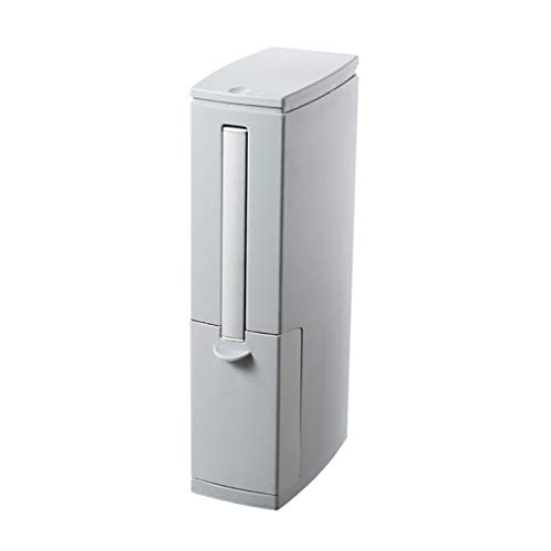 Multifunktionale Gebrochen Abfalleimer Toilettenbürste Set Narrow Abfalleimer mit versteckter WC-Bürstenhalter Mülleimer (Color : Grau)