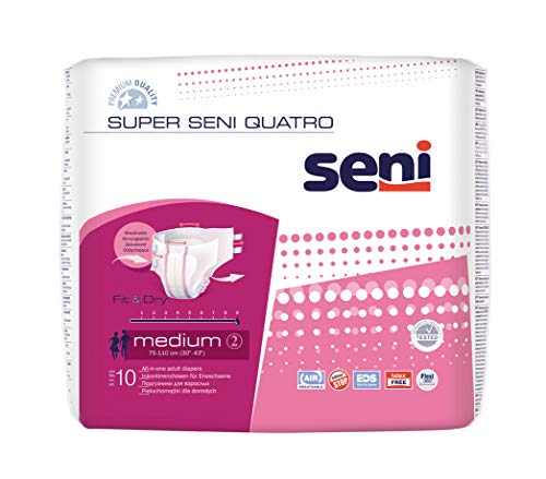 Super Seni QUATRO Inkontinenz Windel für Erwachsene bei besonders schwerer Inkontinenz Alle Größe (3X10 ST. M Taillenumfang 75 - 110 cm)
