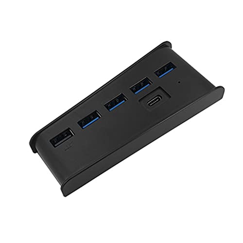 5 Port Hochgeschwindigkeits-Splitter-Adapter Spielkonsole USB-Hub Multifunktional für PS5 Spielkonsole Ladeständer Kontrollleuchte (Farbe: Schwarz)