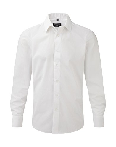 Russell Collection Tailliertes Popeline Hemd – Langarm, Farbe:White, Größe:2XL
