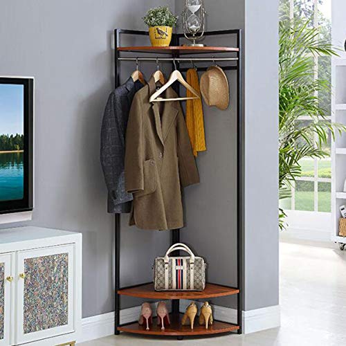 Eckgarderobe, Schlafzimmer, Freistehende Garderobe aus Metall, Moderne minimalistische Wohnzimmer Kleiderbügel,Black-50×167CM