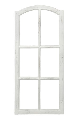Posiwio Deko-Fensterrahmen Holz- Rahmen Fenster-Attrappe Holz Shabby Weiss gewischt Vintage
