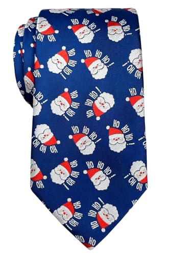 Retreez Weihnachtsmann-Krawatte mit Weihnachtsmann-Motiv, Mikrofaser, 8 cm - Blau - Einheitsgröße