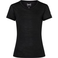 super.natural Dünnes Damen Kurzarm T-Shirt, Mit Merinowolle, W BASE TEE 140, Schwarz (Jet Black), L