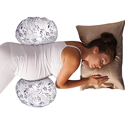 Boppy Side Sleeper Pregnancy Pillow with Removable Jersey Pillow Cover | Gray Falling Leaves | Compact, Stay-Put Design | Prenatal and Postnatal Positioning