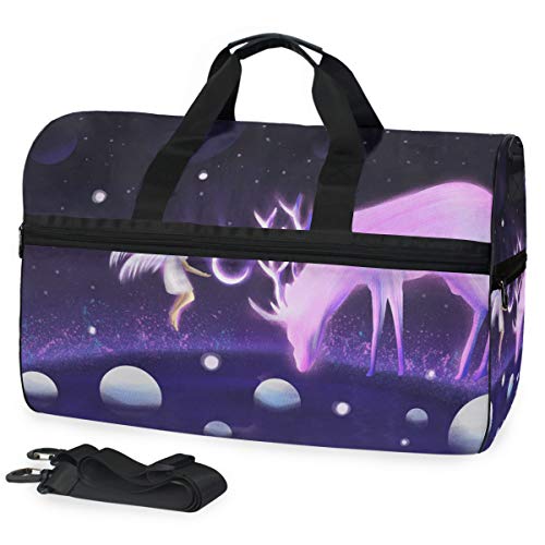 LUNLUMO Deer With Fairy Weekend Bag Overnight Carry on Hand Bag Sports Gym Bag with Shoes Compartment