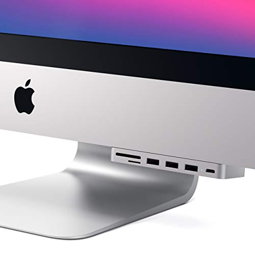 SATECHI Aluminium Typ-C Klammer Hub Pro mit USB-C Datenanschluss, 3 USB 3.0 Anschlüssen, Micro/SD Kartenlesegerät kompatibel mit dem 2017er iMac und iMac Pro (Silber)