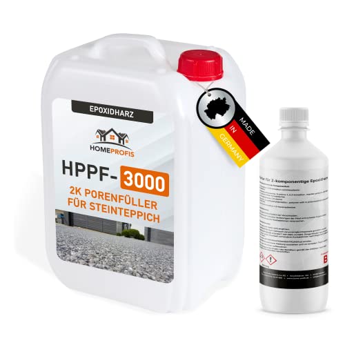 Home Profis® HPPF-3000 Steinteppich Porenfüller 1m² (3kg) Versiegelung Porenversiegelung Epoxidharz transparent Steinboden, Kiesboden, Kieselboden
