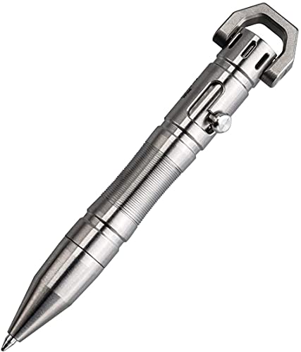 MecArmy TPX8 Mini taktischer Stift Kugelschreiber Taschen-Feder-Bolt Typ EDC Taktischer Kugelschreiber mit 1 D-förmigem Schlüsselanhänger (Titan)