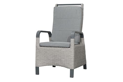 Ploß Caldero Design-Diningsessel, Grau, Aluminium/Polyrattan, 76x60x106 cm, mit Sitz- und Rückenpolster, Witterungsbeständig
