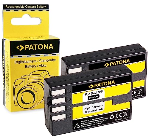 PATONA 2X Akku D-Li109 kompatibel mit Pentax K-2 K-30 K-50 K-500 K-r, in zuverlässiger und geprüfter Qualität