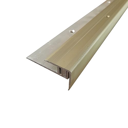 ufitec Profilsystem für Parkett- und Laminatböden - für Belagshöhen von 7-15 mm - viele Farben lieferbar (Treppenkantenprofil | 190 cm lang, Gold Hell)
