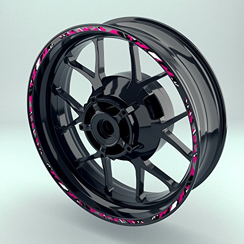 OneWheel Felgenaufkleber Pink für Motorrad | 17 Zoll | Komplett Set für Vorder- und Hinterreifen | Rim Sticker (Violett)
