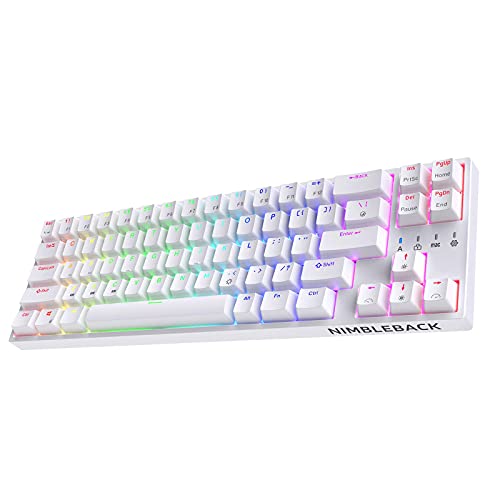 LTC NB681 Nimbleback Mechanische Tastatur, 65% Layout, RGB-Hintergrundbeleuchtung, Hot-Swap-fähigem braunen Schalter und Stand-Alone-Pfeil-/Steuertasten, Weiß