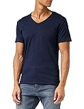 Replay Herren T-Shirt Kurzarm mit V-Neck Ausschnitt, Blau (Midnight Blue 576), M