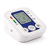 QWER Tragbares Arm-Blutdruck-Pulsmessgerät Digitales Oberes Blutdruckmessgerät Blutdruckmessgerät Gesundheitsmonitore,White