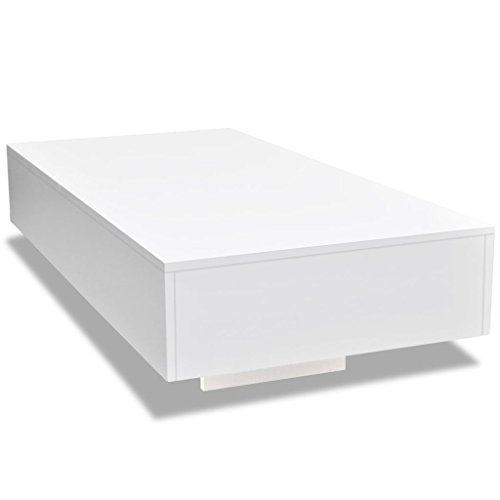 yorten Couchtisch Wohnzimmertisch Tisch Sofatisch Rechteckige Hochglanz 115 x 55 x 31 cm (L x B x H) Weiß