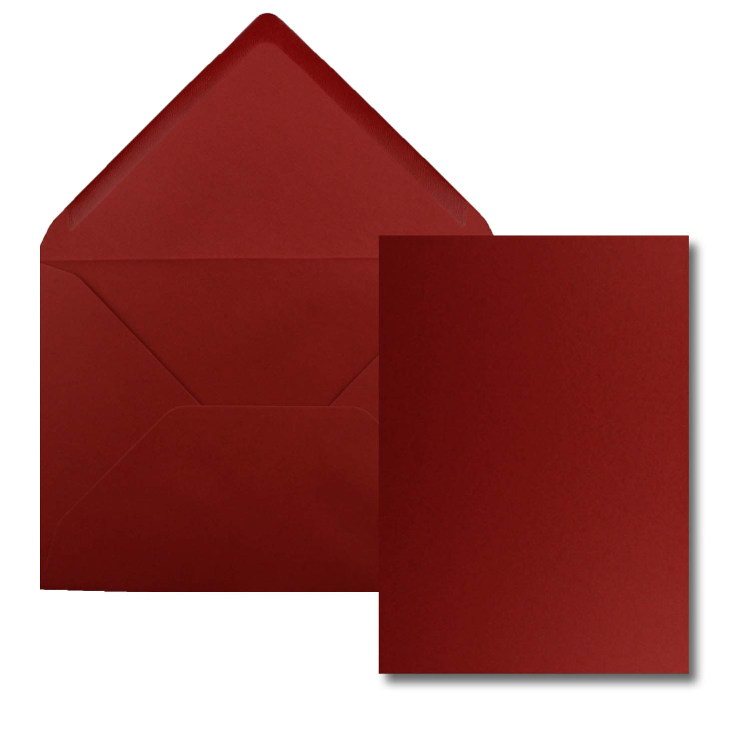 FarbenFroh by GUSTAV NEUSER 100 Stück Karte mit Umschlag Set - Einzel-Karten Din A5-14,8 x 21 cm dunkelrot mit Brief-Umschlägen Din C5-15,4 x 22 cm dunkelrot - Nassklebung