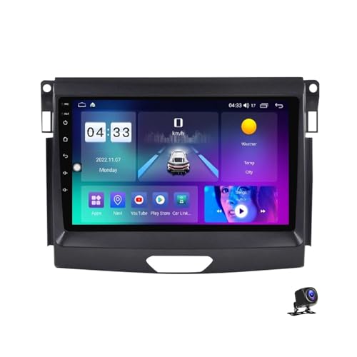 Plusfish Android 13 Autoradio Bluetooth Carplay Mit 9 Zoll Touchscreen Für Ford Ranger 2015~2020 Multimedia Navigation Radio Unterstützt DSP/USB/4G/RDS FM Audio Player,M300s 8core 4g+32g