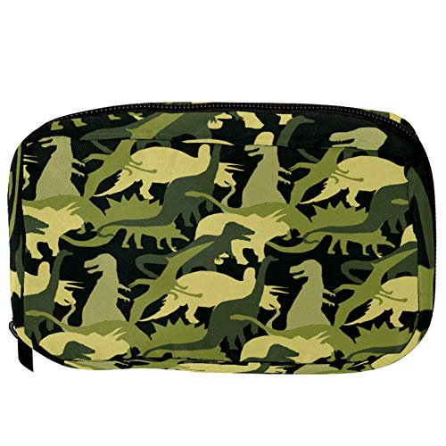 Kosmetiktaschen grün Armee Camo Dinosaurier Muster handliche Kulturtasche Reisetasche Oragniser Make-up Tasche für Frauen Mädchen