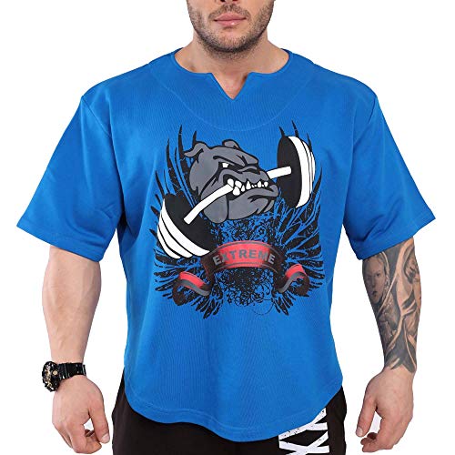BIG SM EXTREME SPORTSWEAR Herren Ragtop Rag Top Sweater T-Shirt Bodybuilding 3209 blau XL