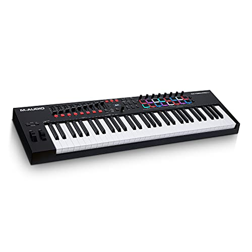 M-Audio Oxygen Pro 61 – 61-Tasten USB MIDI Keyboard Controller mit Beat Pads, MIDI-zuweisbaren Reglern, Tasten & Fadern und enthaltenem Softwarepaket