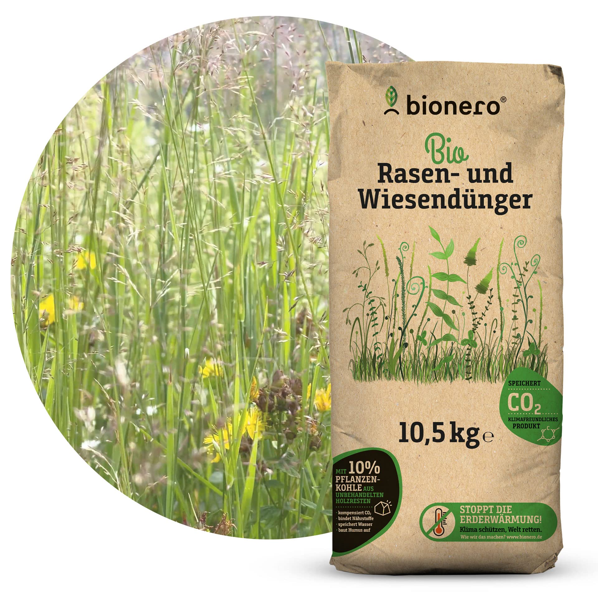 bionero® Bio-Rasen- und Wiesendünger 10,5 kg, Grasdünger, Gartendünger, Naturdünger, organisch