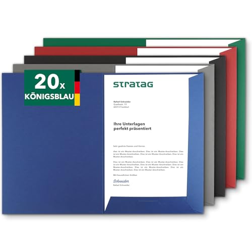 Präsentationsmappe A4 in Königsblau 20 Stück (wählbar) - erhältlich in 7 Farben - direkt vom Hersteller STRATAG - vielseitig einsetzbar für Ihre Angebote, Exposés, Projekte oder Geschäftsberichte