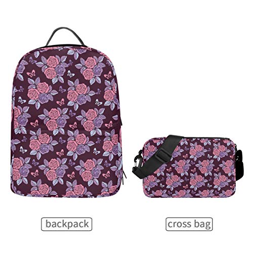 FAJRO Reiserucksack und Kreuztasche, violett, rosa