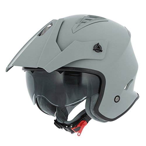 Astone Helmets - Casque de moto MINI CROSS monocolor - Casque jet au look enduro - Casque de moto look cross - casque de ville compact - matt grey S