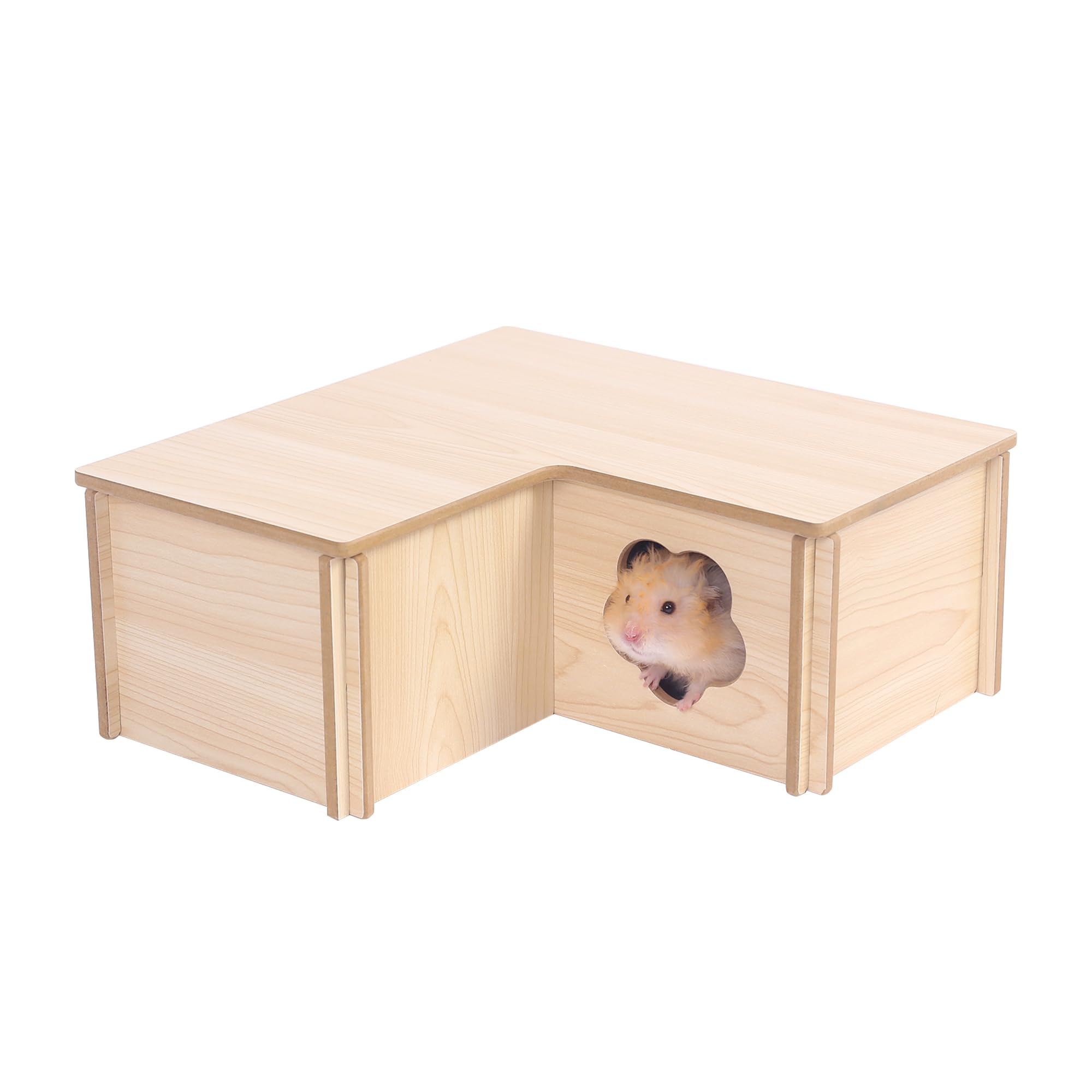 Tafit Hamsterversteck aus natürlichem Holz, Mehrkammer-Lebensraum, Kleintierhaus, Labyrinth & Tunnel, Erkundung für syrische Hamster, Zwerghamster, Rennmäuse, Igel, Mäuse, Ratten, Lemminge (3 Zimmer)