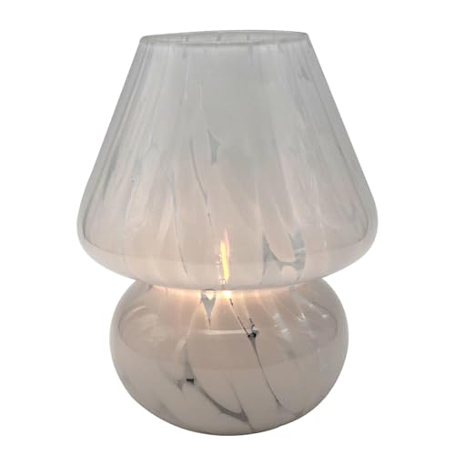 ROCKING GIFTS Weiße Kristall-Tischlampe in Pilzform, dekorative Ténue-Lampe, dekorative Tischlampe für Wohn- oder Schlafzimmer, 19 cm