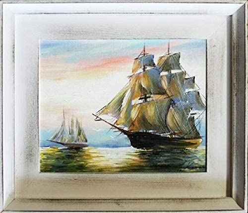 jvmoebel Gemälde Ölbild Bild Ölbilder Rahmen Bilder Seefahrt Schiffe Meer Ölgemälde 06568