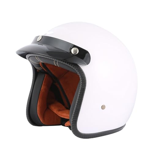 ZHXIANG Motorrad-Helm mit offenem Gesicht, halber 3/4-Jet-Helm im Retro-Stil, offener Motorrad-Renn-Jet-Helm, ABS-Halbhelm für Erwachsene für Männer und Frauen, DOT/ECE-geprüft A,M=57-58CM