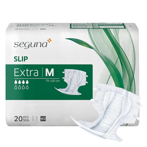 SEGUNA Slip Extra, Inkontinenz Windeln für Erwachsene, Frauen, Männer, Windeln bei mittlerer Blasenschwäche, Stuhlinkontinenz (M (Beutel 20 Stück))