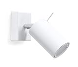 SOLLUX lighting Ring Wandleuchte mit 1 Strahler - Lampe für Wohnzimmer und Esszimmer mit Verstellbarem Arm und Lichtrichtung - Leuchte für Flur 1 x 40 W - Stahl in Weiß 8 x 16 x 8 cm