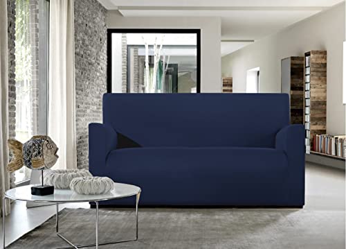 BIANCHERIAWEB Magico 2 Sofa-Sitzbezüge, elastisch, einfarbig, blau, geeignet für Kissen von 50 bis 60 cm mit Sitztiefe 65 cm, Kissenbezüge gegen Flecken und Fell