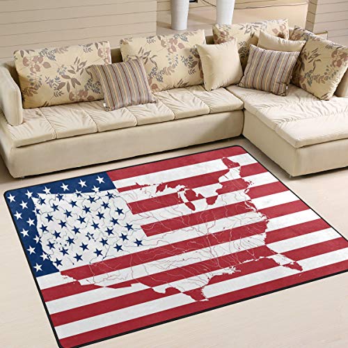 Use7 Teppich für Wohnzimmer, Schlafzimmer, Motiv: USA-Flagge, gestreift, 160 x 122 cm