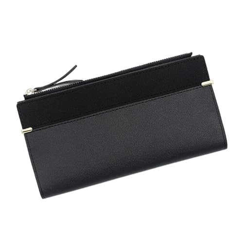 MdybF Geldbörse Damen Frauen Langstil Brieftasche Reißverschluss Hasp -Handy -Taschen Brieftasche-Schwarz