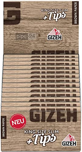Gizeh 19810 Brown Paper King Size Slim Plus Tips-26 Heftchen mit je Blättchen + 34 Tips, Papier