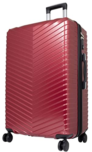 Trendyshop365 Hartschale Koffer-Set Meran 3-teilig 4 Rollen TSA Schloss (Rot, Reisekoffer - Größe L)