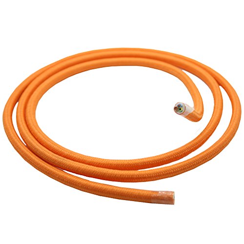 10m Stoffkabel Orange 3x0,75qmm 3G Textilkabel Lampenkabel Leuchtenkabel Kabel Stromkabel umsponnen