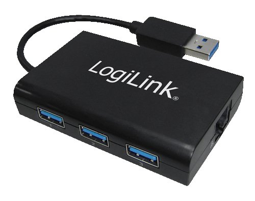 LogiLink UA0173 USB 3.0 zu Gigabit Ethernet Adapter mit integrierten 3-Port USB Hub