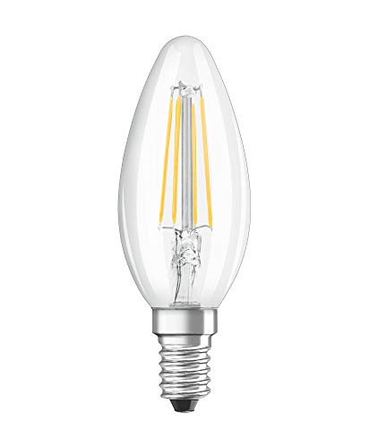 OSRAM STAR+ Filament LED Lampe mit E14 Sockel, Warmweiss (2700K) oder Kaltweiss (4000K) per Klick einstellbar, Active & Relax, Kerzenform, 4W, Ersatz für 40W-Glühbirne, 4er-Pack