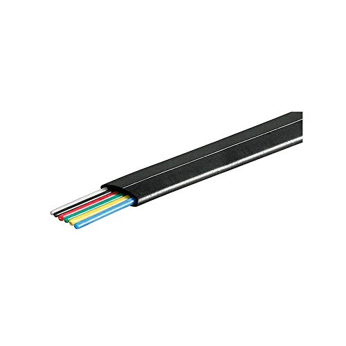 Wentronic 6 adrig Telefonflach-Kabel 100 m Spule schwarz/schwarz