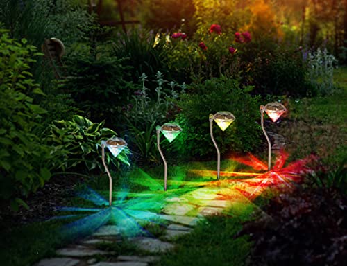 4 Stück Gartenstecker Diamond Solarlampen Solarstecker Diamant wechselnden Farben Garten Outdoor Terrasse