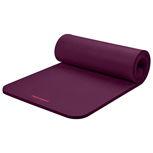 Retrospec Solana Yogamatte, 2,5 cm dick, mit Nylon-Gurt für Damen und Herren, rutschfeste Übungsmatte für Zuhause, Yoga, Pilates, Stretching, Boden- und Fitness-Workouts – Boysenberry